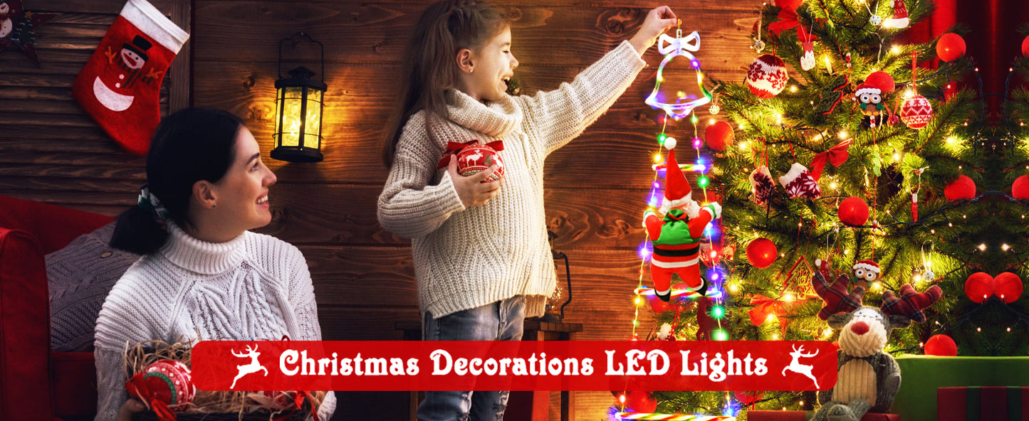 🎅PAPA NOEL 🎄Y ESCALERA CON LUCES LED NAVIDEÑAS🤶