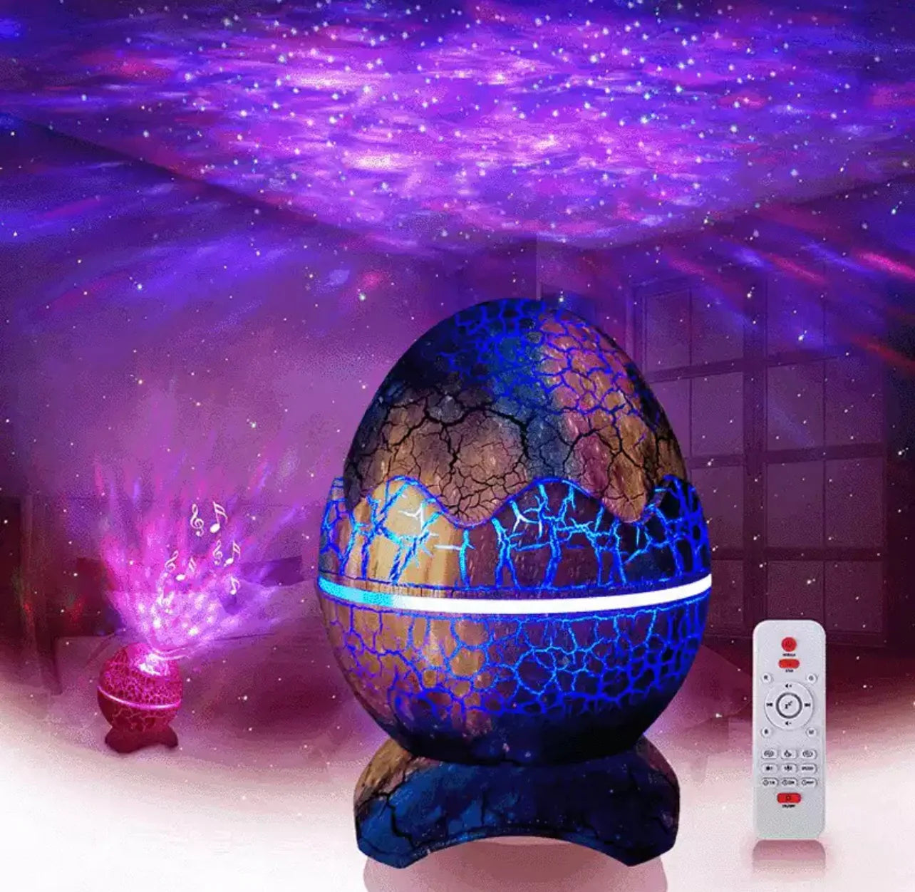 DINO EGGS Proyector LED Huevo Dinosaurio con Luz Nocturna y Bluetooth