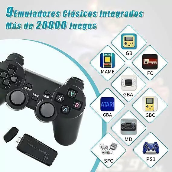 GameStick Lite 4k | Consola Retro - 20,000 JUEGOS Y 2 CONTROLES