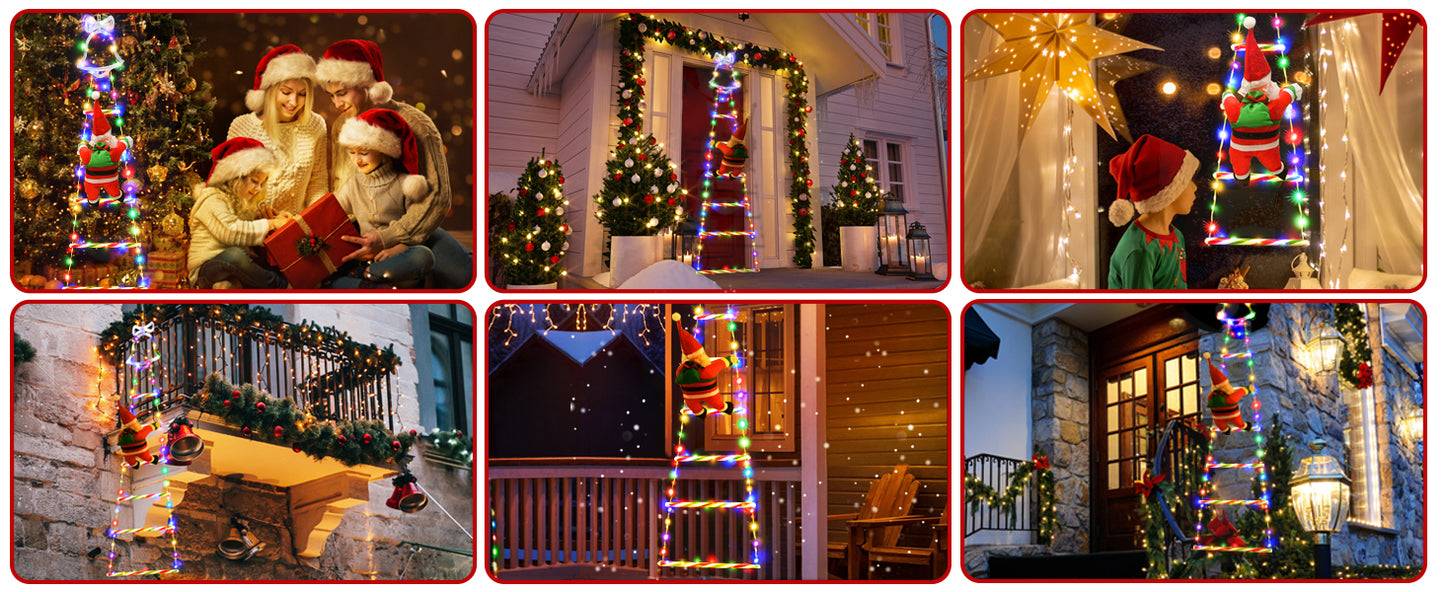 🎅PAPA NOEL 🎄Y ESCALERA CON LUCES LED NAVIDEÑAS🤶