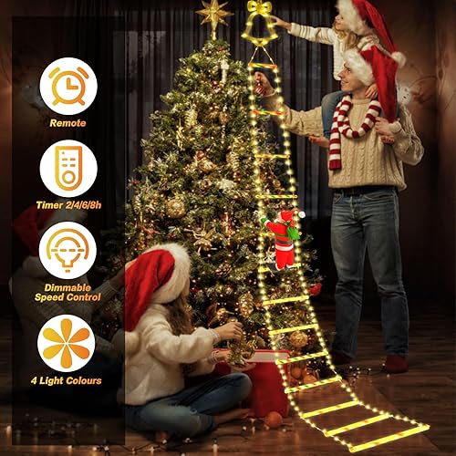 🎅PAPA NOEL 🎄Y ESCALERA CON LUCES LED NAVIDEÑAS🤶