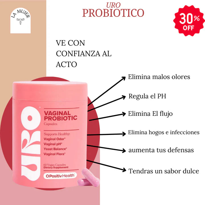 URO PROBIÓTICOS 🌺 Cuidado vaginal , 1 FRASCO DE 60 CAPSULAS