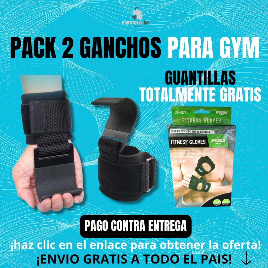 PACK 2 Ganchos Levantamiento Pesas + GUANTES GRATIS